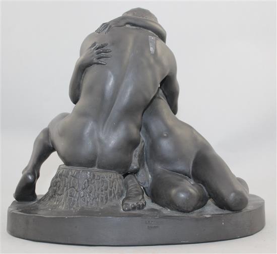 Stephan Sinding (Norwegian-Danish, 1846-1922), To Mennesker, a black basalt group of lovers, signed and dated 1889, 25.5cm high